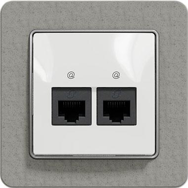 Sedna data socket (white insert, concrete matte frame)